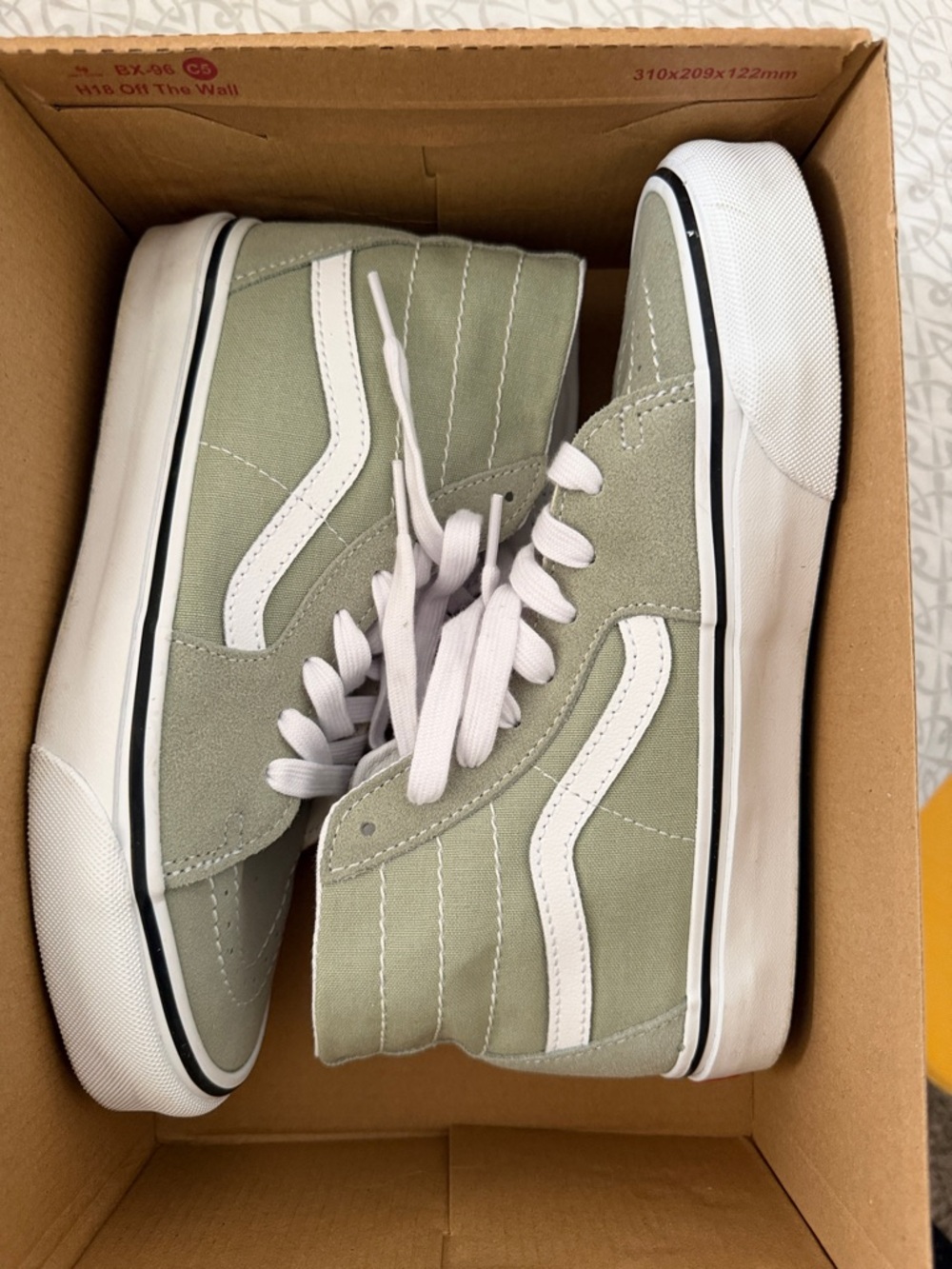 Vans High-Top Sneakers in Sage Green and White